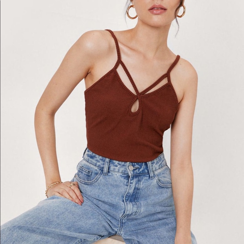 Nasty Gal Recycled Double Strappy Cut Out Bodysuit